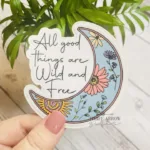 Wild & Free 3" Moon Sticker