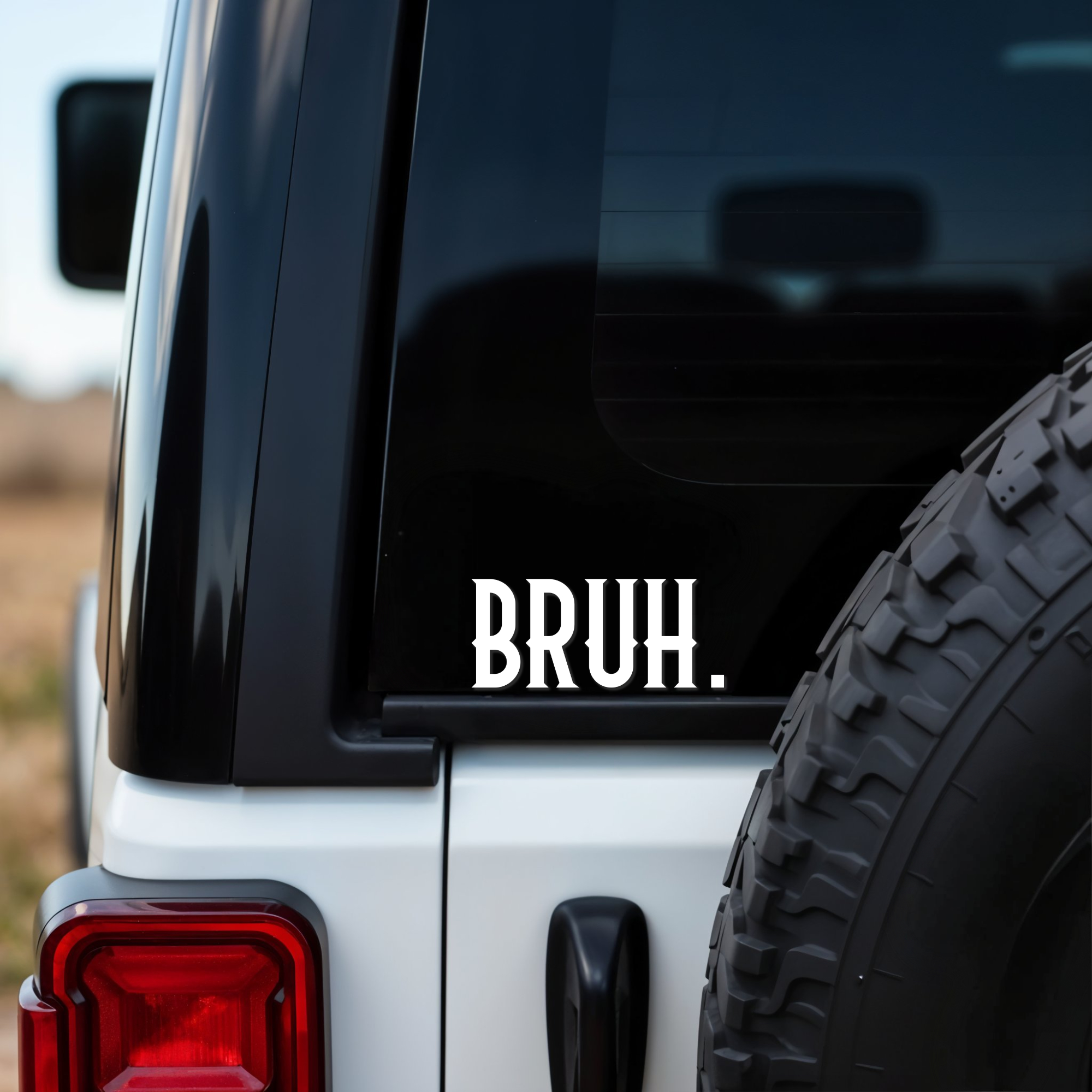 Back Window Car Decal 2 Bruh Car Decal (5" x 2", White) - Image 1